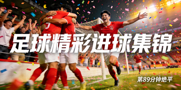 足球精彩进球集锦视频缩略图 - 球员庆祝进球瞬间，全场欢呼